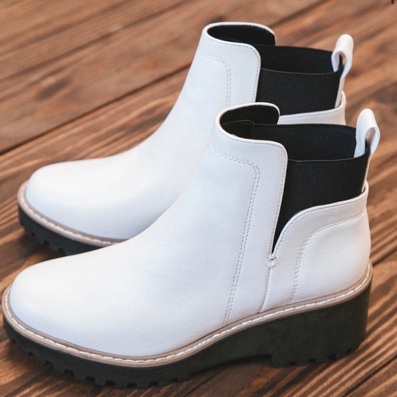 DV by Dolce Vita Shoes - Rielle Lug Wedge Bootie, White | DV by Dolce Vita